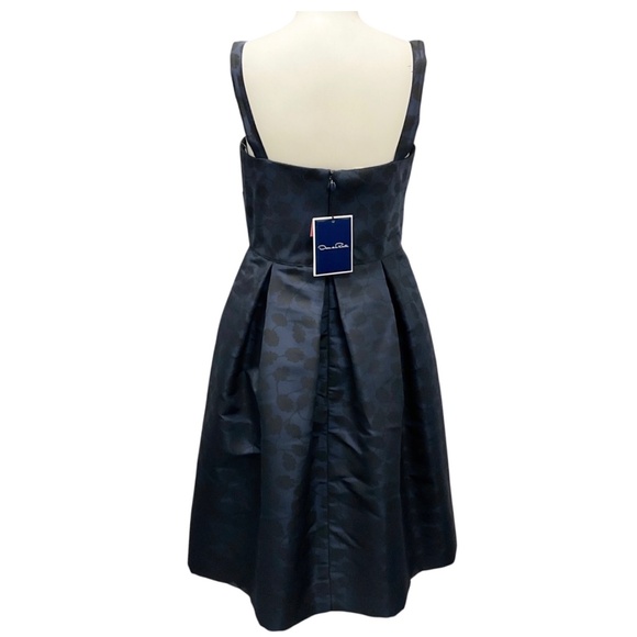 OSCAR DE LA RENTA NAVY / BLACK FALL 2007 SILK TAFFETA COCKTAIL DRESS - Picture 3 of 5